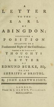 Cover of: A letter to the Earl of Abingdon by Cartwright, John