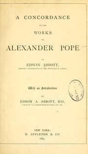 Cover of: A  concordance to the works of Alexander Pope. by Edwin Abbott