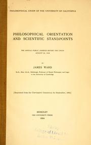 Cover of: Philosophical orientation and scientific standpoints.