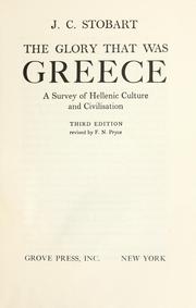 The glory that was Greece by J. C. Stobart