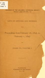 Cover of: List of officers and members | Columbia Historical Society (Washington, D.C.)