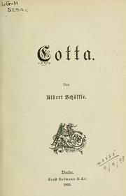 Cover of: Cotta. by Albert Eberhard Friedrich Schäffle
