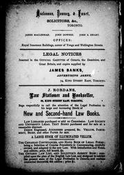 Cover of: Ewart's index of the statutes: being an alphabetical index of all the public statutes passed by the legislatures of the late province of Canada, the Dominion of Canada, and the province of Ontario, subsequent to the consolidation, and down to, and inclusive of, the year 1871