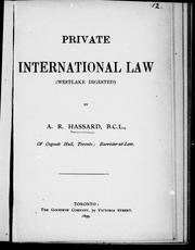 Cover of: Private international law (Westlake digested) by by A. R. Hassard.