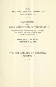 Cover of: Catalogue of a loan collection of paintings | Art Gallery of Toronto.