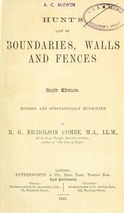 Cover of: Hunt's Law of boundaries, walls and fences.