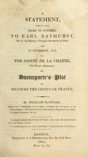 Cover of: statement, which was made in October, to Earl Bathhurst, one of His Majesty