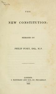 Cover of: The new constitution: remarks