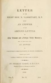 Cover of: letter to the Right Hon. N. Vansittart, M.P. | Herbert Marsh