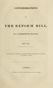 Cover of: Considerations on the Reform Bill