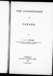 Cover of: The constitution of Canada by by J.E.C. Munro.