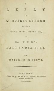 Cover of: reply to Mr. Burke's speech of the first of December, 1783, on Mr. Fox's East-India bill
