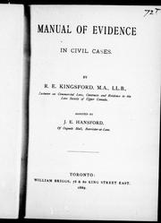 Cover of: Manual of evidence in civil cases by R. E. Kingsford