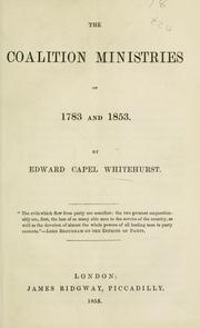 Cover of: coalition ministries of 1783 and 1853