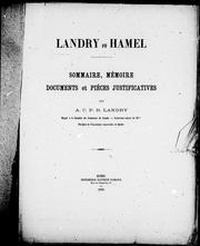 Cover of: Landry vs Hamel by Philippe Landry