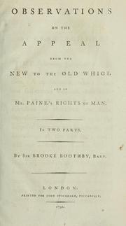 Cover of: Observations on The appeal from the new to the old Whigs, and on Mr. Paine's Rights of Man: in two parts