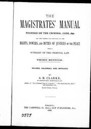 Cover of: The magistrates' manual by S. R. Clarke