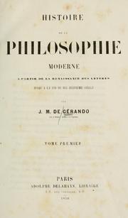 Cover of: Histoire de la philosophie moderne by Joseph-Marie baron de Gérando