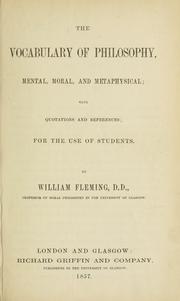 Cover of: The vocabulary of philosophy, mental, moral, and metaphysical
