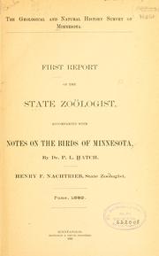 Cover of: First report by Minnesota. State Zoologist.