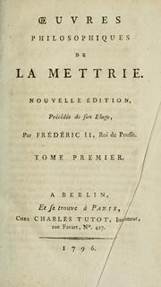 Cover of: Oeuvres philosophiques de La Mettrie.