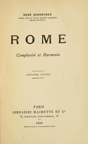 Cover of: Rome: complexite et harmonie