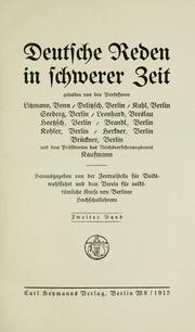 Cover of: Deutsche Reden in schwerer Zeit