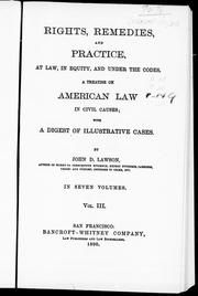 Cover of Rights, remedies, and practice, at law, in equity, and under the codes