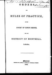 Orders and rules of practice in the Court of King's Bench