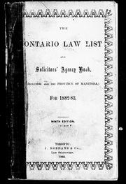 Cover of: The Ontario law list and solicitors' agency book