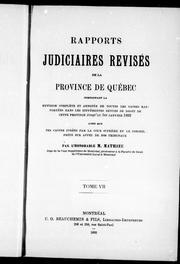 Cover of: Rapports judiciaires révisés de la province de Québec by M. Mathieu