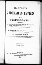 Cover of: Rapports judiciaires révisés de la province de Québec by M. Mathieu