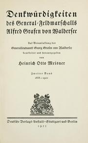 Cover of: Denkwürdigkeiten des General-Feldmarschalls Alfred Grafen von Waldersee by Alfred Heinrich Karl Ludwig Graf von Waldersee