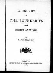 Cover of: A report on the boundaries of the province of Ontario