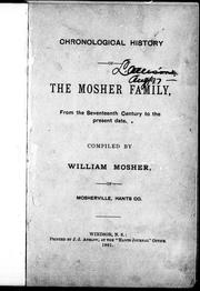 Cover of: Chronological history of the Mosher family: from the seventeenth century to the present date