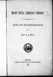 Acts of incorporation and by-laws by Mount Royal Cemetery Company.