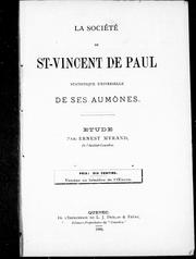 Cover of: La Société de St-Vincent de Paul, statistique universelle de ses aumônes by Myrand, Ernest