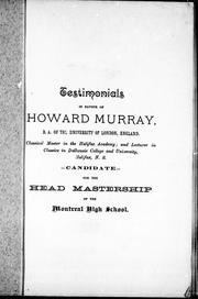 Testimonials in favour of Howard Murray, B.A. of the University of London, England