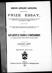 Cover of: Prize essay, for the medal presented by His Excellency the Right Hon. the Earl of Dufferin, P.C., G.C.M.G., K.C.B., K.P., governor general of the Dominion of Canada | 