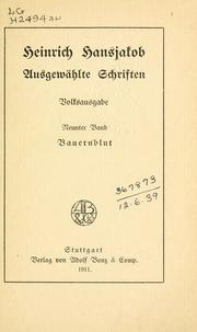 Cover of: Ausgewählte Schriften by Heinrich Hansjakob