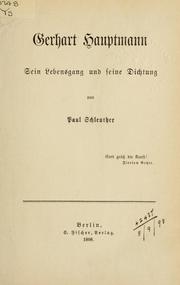 Cover of: Gerhart Hauptmann: sein Lebensgang und seine Dichtung.