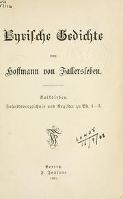 Cover of: Gesammelte Werke by August Heinrich Hoffmann von Fallersleben
