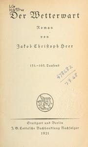 Cover of: Der wetterwart by Jakob Christoph Heer