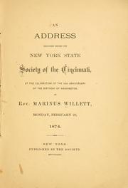 An address delivered before the New York state Society of the Cincinnati by Marinus Willett