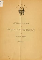 Circular letter of the Society of the Cincinnati, in the state of Virginia by Society of Cincinnati. Virginia