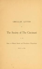 Circular letter of the Society of the Cincinnati in the state of Rhode Island and Providence Plantations by Society of Cincinnati. Rhode Island