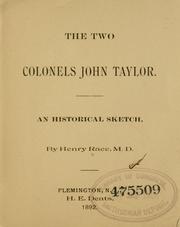 Cover of: two Colonels John Taylor.: An historical sketch