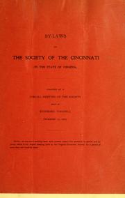 Cover of: By-laws of the Society of the Cincinnati in the state of Virginia.