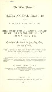 Cover of: The Giles memorial. by John Adams Vinton