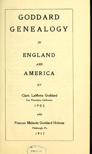 Cover of: Goddard genealogy in England and America